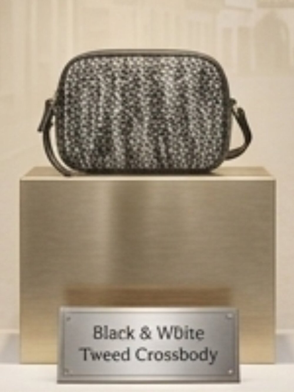 Banana Republic Black White Tweed Double Zip Crossbody EUC